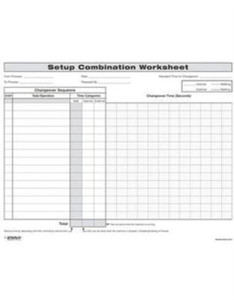 Quick Changeover: Setup Combination Worksheet : Setup Combination Worksheet