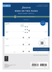 A5 Week on two pages English recycled paper 2025