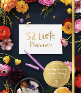 52 Lists Planner Undated 12-month Monthly/Weekly Spiralbound Planner with Pockets (Black Floral): Includes Prompts for Well-Being, Reflection, Personal Growth, and Daily Gratitude