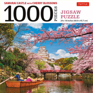 Samurai Castle with Cherry Blossoms 1000 Piece Jigsaw Puzzle: Cherry Blossoms at Himeji Castle (Finished Size 24 in X 18 in)