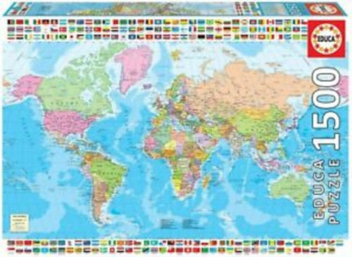 Map Of The World With Flags 1500Pc Jigsaw Puzzle