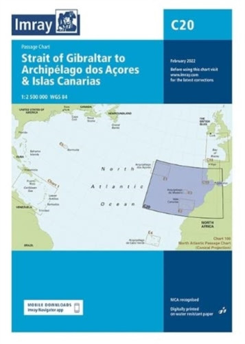 Imray Chart C20: Strait of Gibraltar to Archipelago dos Acores & Islas Canarias Passage Chart