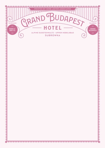Fictional Hotel Notepads: Grand Budapest Hotel