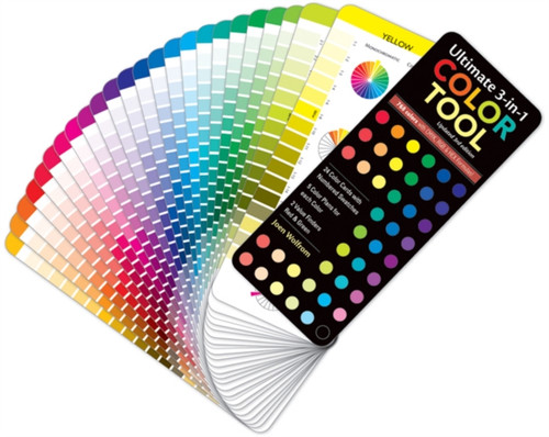 Ultimate 3-in-1 Color Tool 3rd Edition: • 24 Color Cards with Numbered Swatches • 5 Color Plans for Each Color • 2 Value Finders Red & Green • 816 Colors with Cmyk, Rgb & Hex Formula