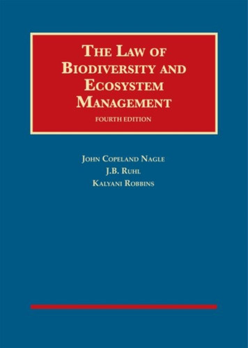 The Law Of Biodiversity And Ecosystem Management