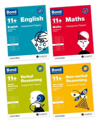 Bond 11+ Assessment Papers 8-9 years Bundle: English, Maths, Non-verbal Reasoning, Verbal Reasoning (for GL Assessment & other 11 plus exams)