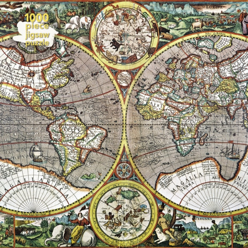 Adult Jigsaw Puzzle Pieter Van Den Keere: Antique Map Of The World: 1000-Piece Jigsaw Puzzles