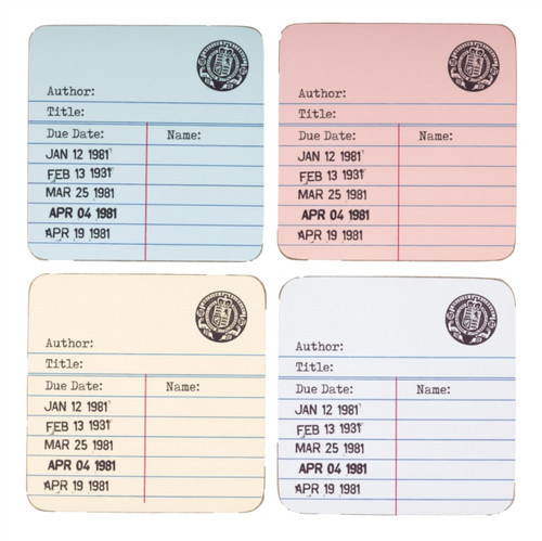 Library Card Set Of 4 Coasters