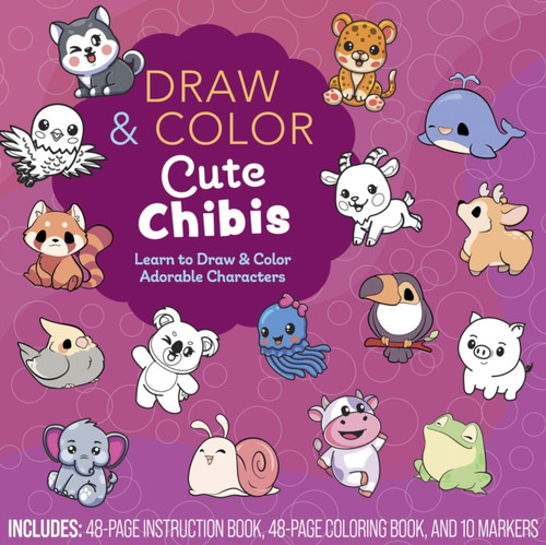 Draw and Color Cute Chibis: Learn to Draw and Color Adorable Characters - Includes: 48-page Instruction Book, 48-page Coloring Book, and 10 Markers
