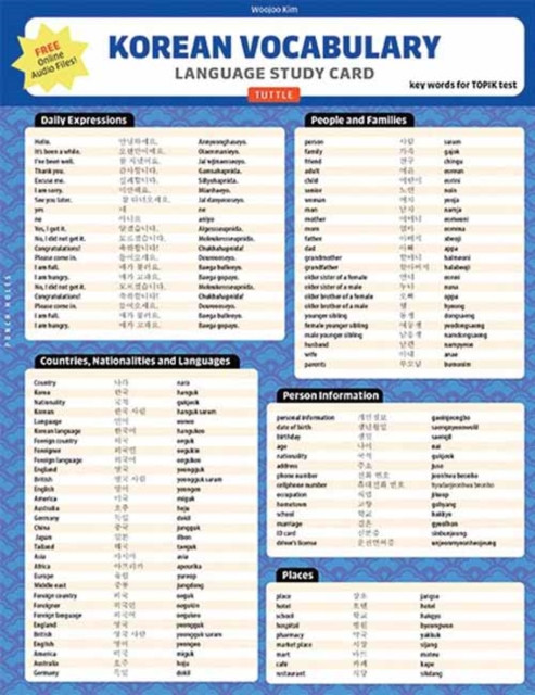Korean Vocabulary Language Study Card : Essential Words and Phrases Required for the TOPIK Test (Includes Online Audio)