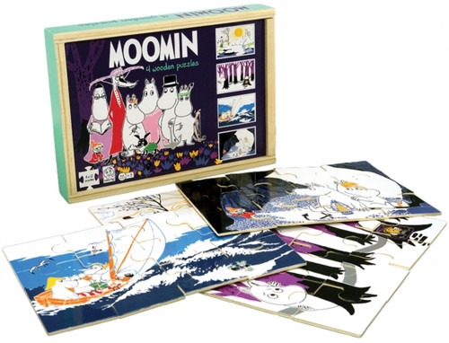 Moomin 4 Wooden Puzzles In Box New W Tam