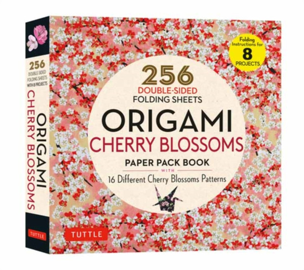 Origami Cherry Blossoms Paper Pack Book : 256 Double-Sided Folding Sheets with 16 Different Cherry Blossom Patterns with solid colors on the back (Includes Instructions for 8 Models)