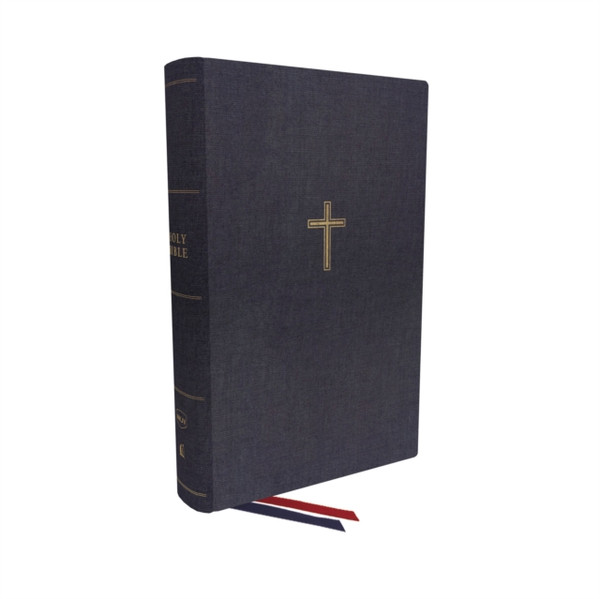 NKJV, Single-Column Wide-Margin Reference Bible, Cloth over Board, Blue, Red Letter, Comfort Print : Holy Bible, New King James Version