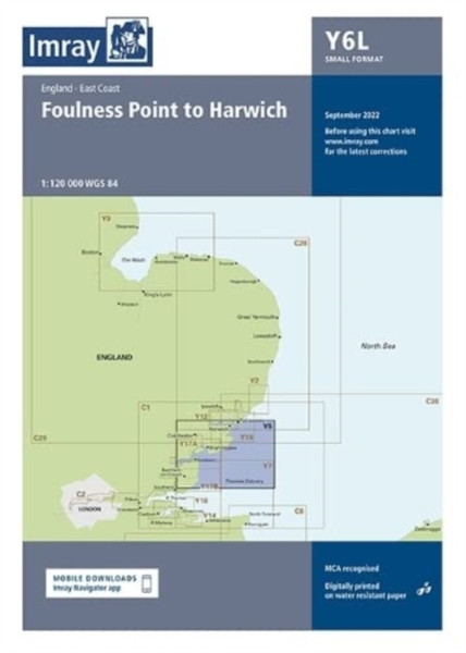 Imray Chart Y6 Laminated : Suffolk and Essex Coasts