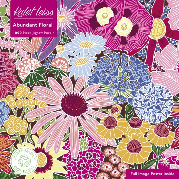 Adult Sustainable Jigsaw Puzzle Kate Heiss: Abundant Floral : 1000-pieces. Ethical, Sustainable, Earth-friendly