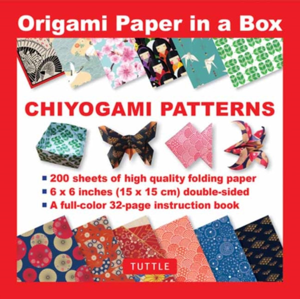 Origami Paper In A Box - Chiyogami Patterns: 200 Sheets Of Tuttle Origami Paper: 6X6 Inch Origami Paper Printed With 12 Different Patterns: 32-Page Instructional Book Of 12 Projects