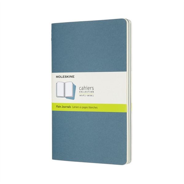 Set Of 3 Moleskine Large Plain Cahier Journals: Brisk Blue