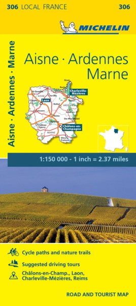 Aisne, Ardennes, Marne - Michelin Local Map 306: Map