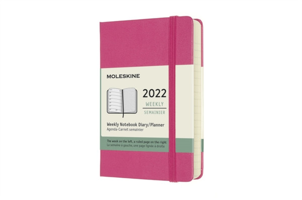 Moleskine 2022 12-Month Weekly Pocket Hardcover Notebook: Bougainvillea Pink