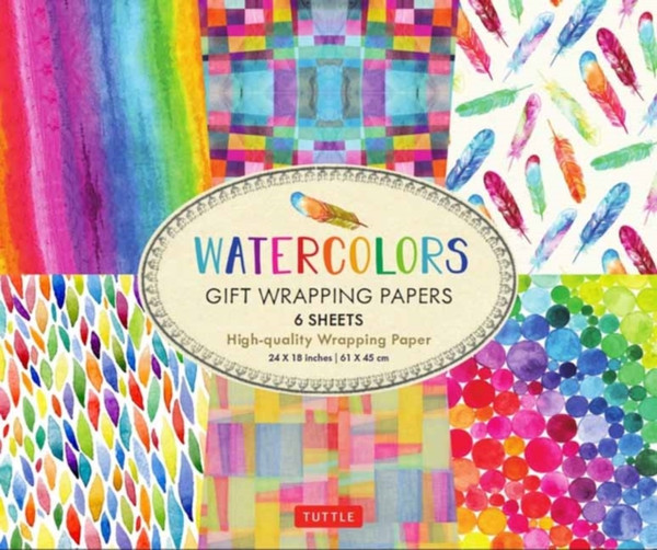 Rainbow Watercolors Gift Wrapping Papers - 6 Sheets: 24 X 18 Inch Wrapping Paper