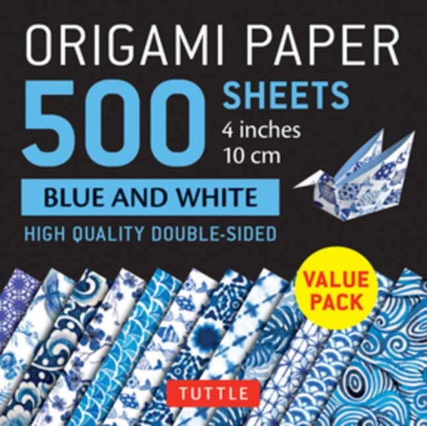 Origami Paper 500 Sheets Blue And White 4" (10 Cm): Double-Sided Origami Sheets Printed With 12 Different Designs