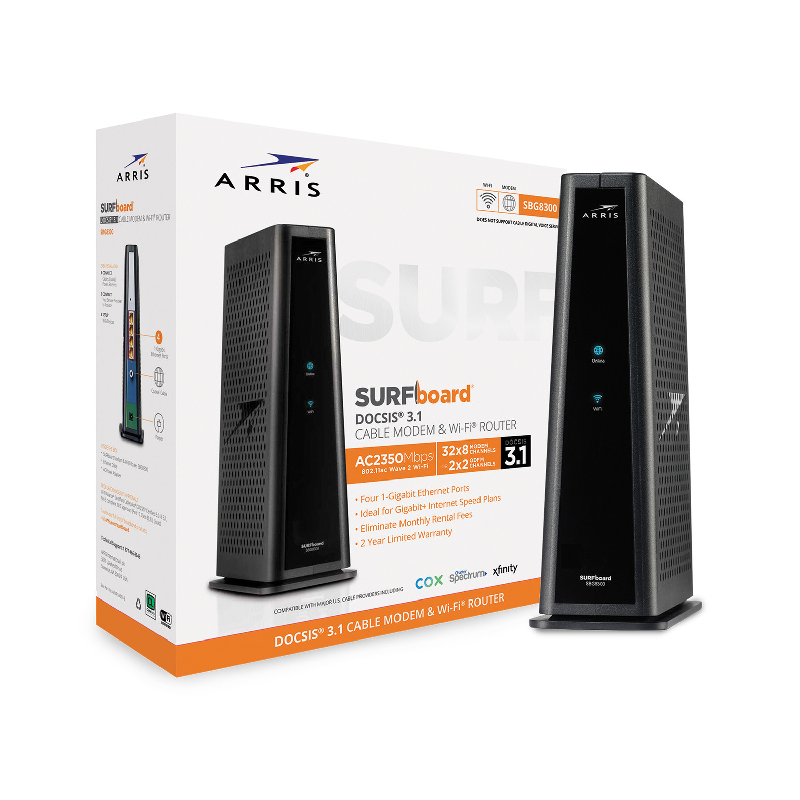 Surfboard Sbg8300 Docsis 3 1 Wireless Cable Modem With Ac2350 Wifi Surfboard Store