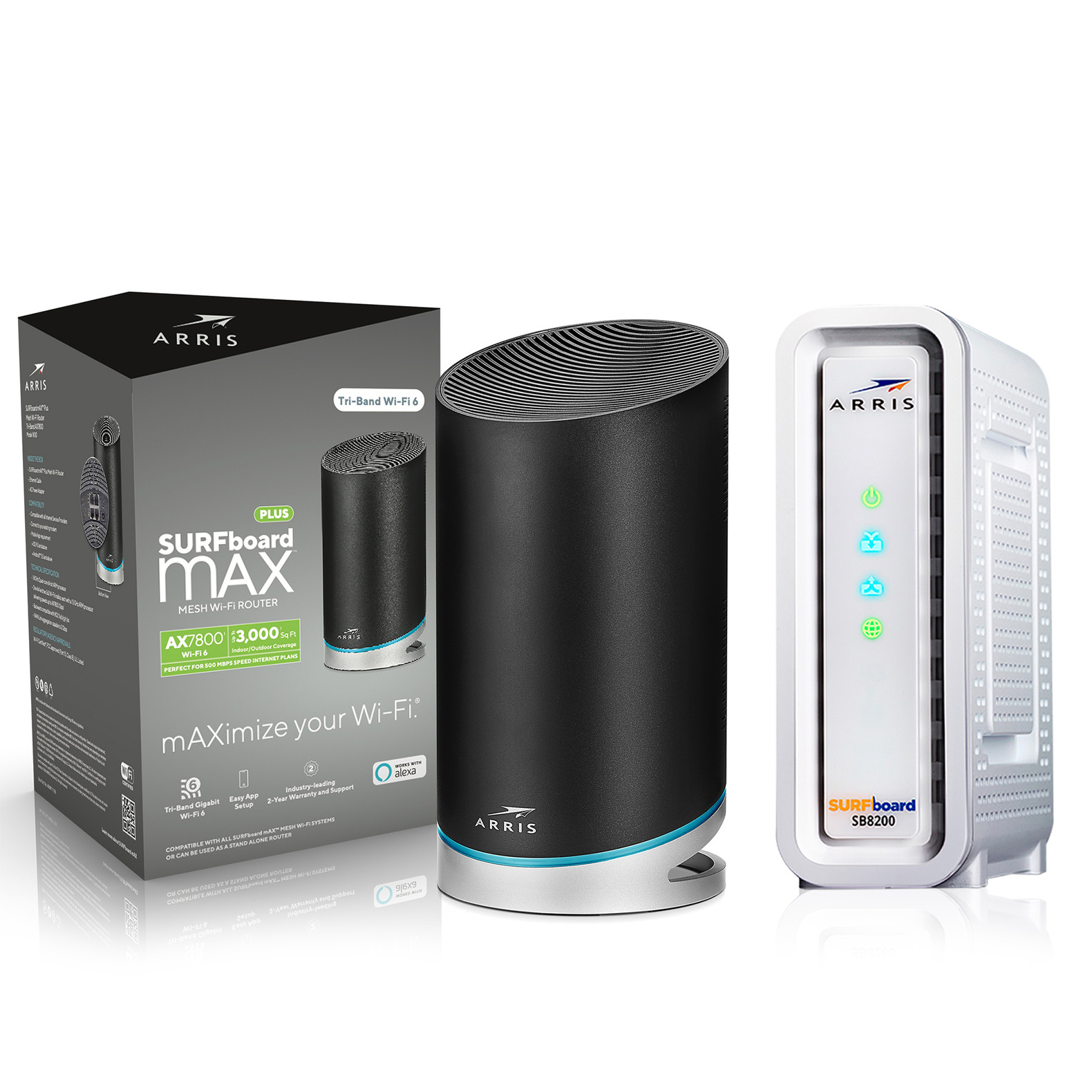 SURFboard mAX™ Plus Mesh Wi-Fi® 6 router & SB8200 Cable Modem DOCSIS 3.1