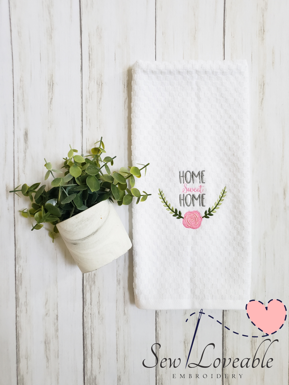 Floral Dish Towel Home Sweet Home