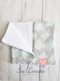 Grey/Mint Elephant Burp Cloths