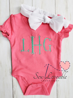 Scalloped Monogram bodysuit