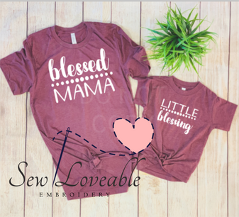 Blessed Mama matching tee