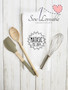 Personalized kitchen towel, last name and established year.