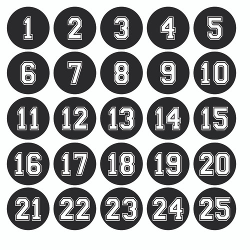 Circle cut number sheets sold as 1-50 or 1-99