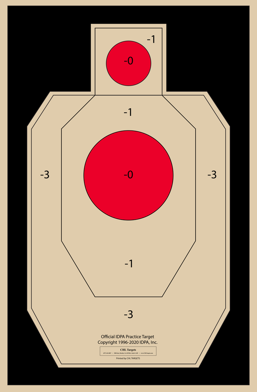 IDPA (P) RC (Red Center) Practice IDPA Target (100 Target Pack)