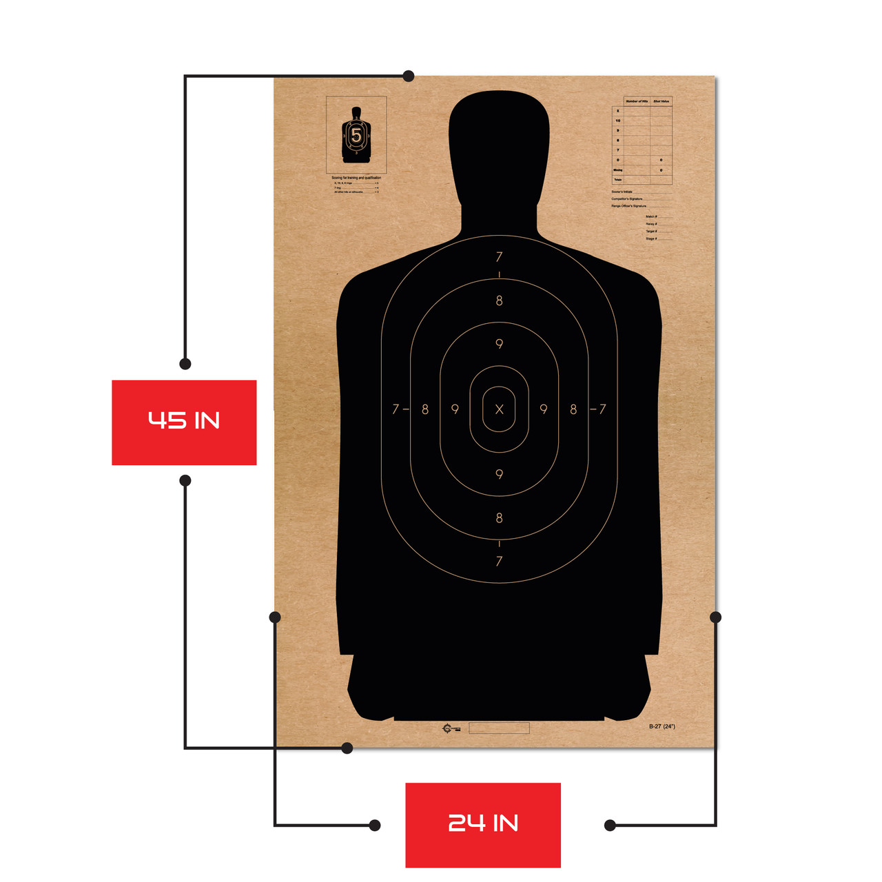 B-27 Cardboard Shooting Targets – Black Silhouette 50 Pack for Range ...