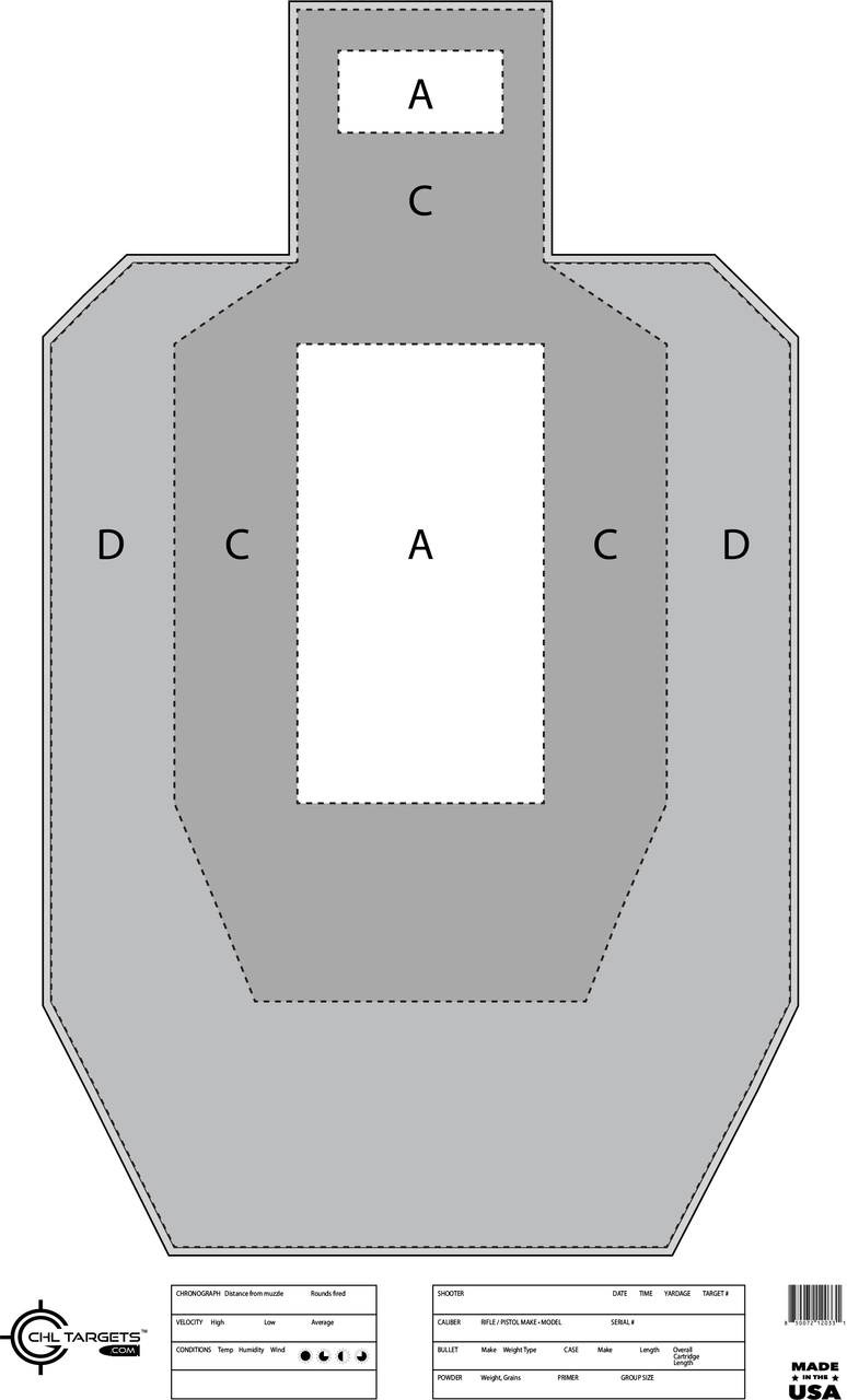 USPSA Anatomy Paper Shooting Targets – IPSC/USPSA Size Training Targets ...