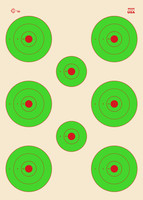 SRT - Bulls Eye Targets - 8Up - Bullseyes - GREEN (100 Target Pack)