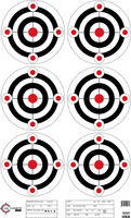 SRT - Bulls Eye Targets - 6Up Multi-Bullseye BLACK (100 Target Pack)