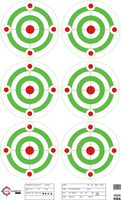 SRT - Bulls Eye Targets - 6Up Multi-Bullseye GREEN (100 Target Pack)