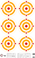 SRT - Bulls Eye Targets - 6Up Multi-Bullseye ORANGE (100 Target Pack)
