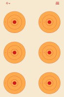 SRT - Bulls Eye Targets - 6Up Bullseye (3 Ring) ORANGE (100 Target Pack)