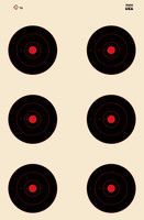 SRT - Bulls Eye Targets - 6Up Bullseye (3 Rings) BLACK (100 Target Pack)