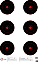 SRT - Bulls Eye Targets - 6Up Bullseye (3 Rings) BLACK (100 Target Pack)