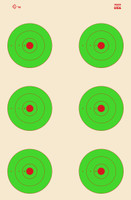 SRT - Bulls Eye Targets - 6Up Bullseye (3 Rings) GREEN (100 Target Pack)