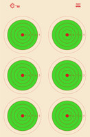 SRT - Bulls Eye Targets - 6Up Bullseye (5 Ring) GREEN (100 Target Pack)