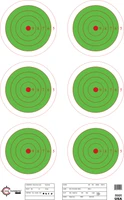 SRT - Bulls Eye Targets - 6Up Bullseye (5 Ring) GREEN (100 Target Pack)