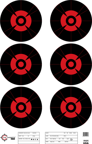 SRT - Bulls Eye Targets - 6Up Bullseyes (6 Inch) (100 Target Pack)