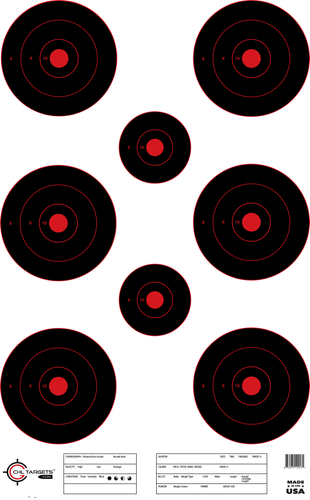 SRT - Bulls Eye Targets - 8Up - Bullseyes - BLACK (100 Target Pack)