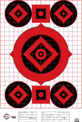 SRT - Sighting Targets - 5Up Bullseye (Crosshairs) (100 Target Pack)