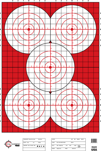 SRT - Sighting Targets - 5Up Bullseye (4 Corners) (100 Target Pack)